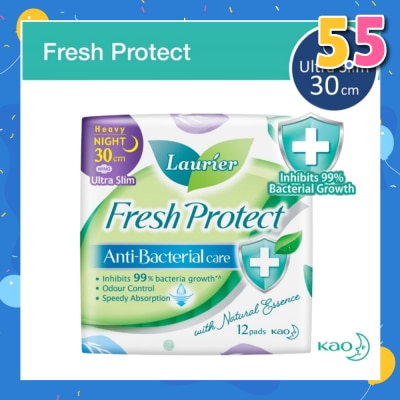 LAURIER Laurier Fresh Protect Night Anti-Bacterial 30cm Ultra Slim Pads 12s