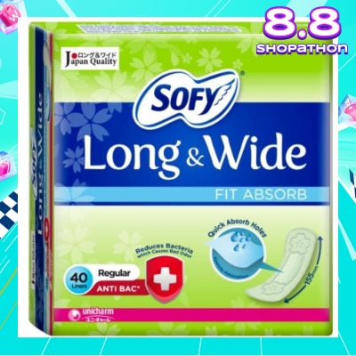 SOFY Long & Wide Fit Absorb Pantyliner Anti-Bacteria Regular 40s