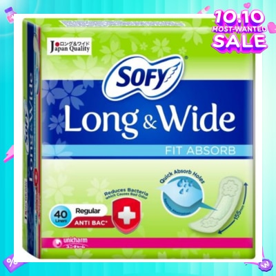 SOFY Long & Wide Fit Absorb Pantyliner Anti-Bacteria Regular 40s