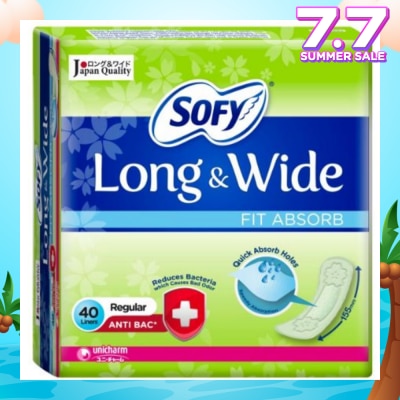 SOFY Long & Wide Fit Absorb Pantyliner Anti-Bacteria Regular 40s