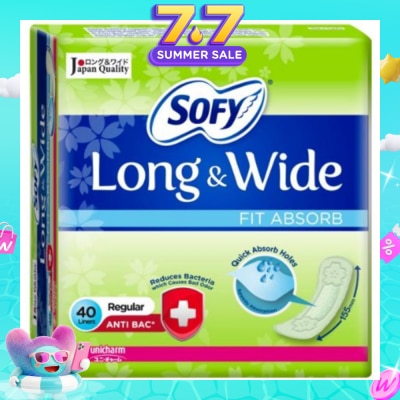 SOFY - Long & Wide Fit Absorb Pantyliner Anti-Bacteria Regular 40s