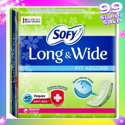 SOFY Long & Wide Fit Absorb Pantyliner Anti-Bacteria Regular 40s