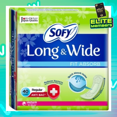 SOFY Long & Wide Fit Absorb Pantyliner Anti-Bacteria Regular 40s