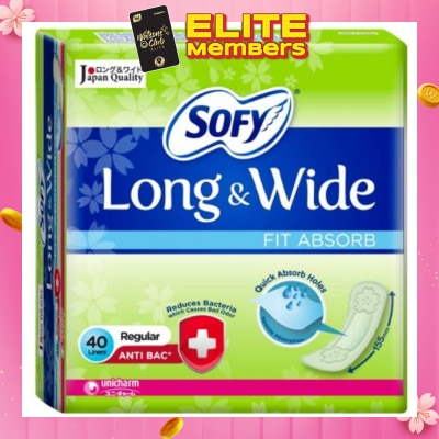 SOFY Long & Wide Fit Absorb Pantyliner Anti-Bacteria Regular 40s