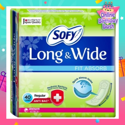SOFY Long & Wide Fit Absorb Pantyliner Anti-Bacteria Regular 40s
