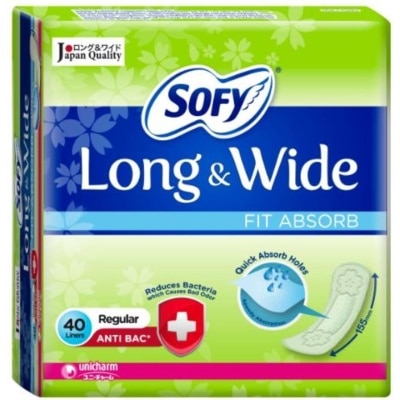 SOFY Long & Wide Fit Absorb Pantyliner Anti-Bacteria Regular 40s