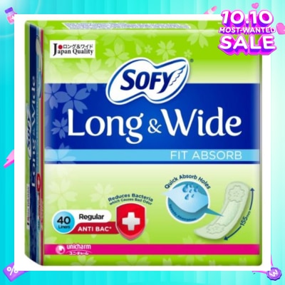 SOFY Long & Wide Fit Absorb Pantyliner Anti-Bacteria Regular 40s