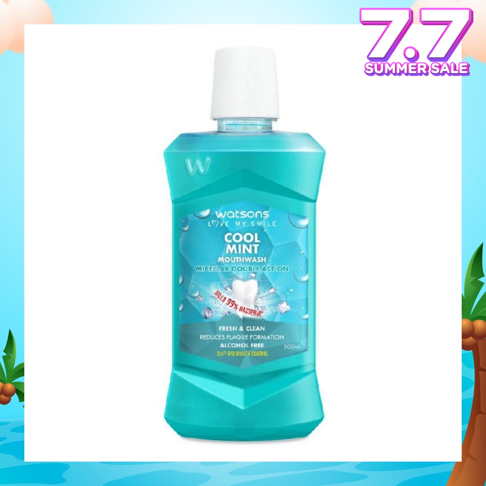 Watsons Micellar Double Action Fresh & Clean Cool Mint Mouthwash 500ml<BR>