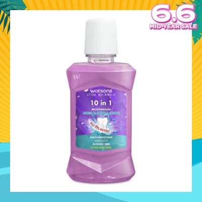 WATSONS 10 In 1 Micellar Double Action Multi-Protection Anticavity Mouthwash Alcohol Free (Bad Breath Control) 100ml