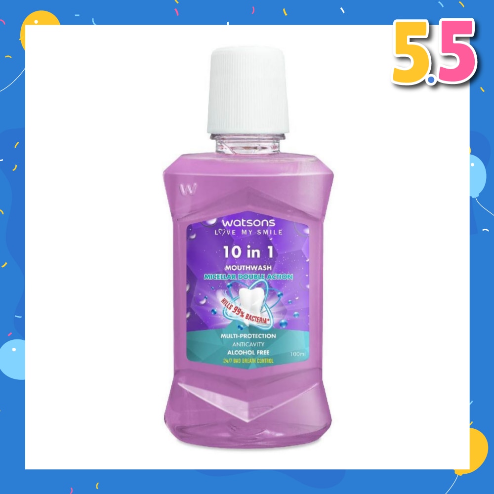 10 In 1 Micellar Double Action Multi-Protection Anticavity Mouthwash Alcohol Free (Bad Breath Control) 100ml
