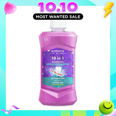 WATSONS 10 In 1 Micellar Double Action Multi Protection Anticavity Mouthwash Alcohol Free (Bad Breath Control) 500ml image