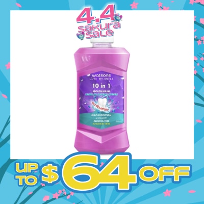 WATSONS - 10 In 1 Micellar Double Action Multi-Protection Anticavity Mouthwash Alcohol Free (Bad Breath Control) 500ml