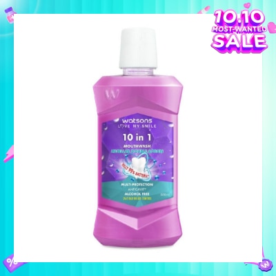 WATSONS 10 In 1 Micellar Double Action Multi-Protection Anticavity Mouthwash Alcohol Free (Bad Breath Control) 500ml