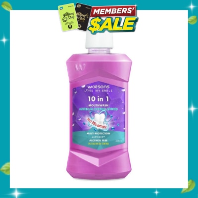 WATSONS 10 In 1 Micellar Double Action Multi Protection Anticavity Mouthwash Alcohol Free (Bad Breath Control) 500ml image