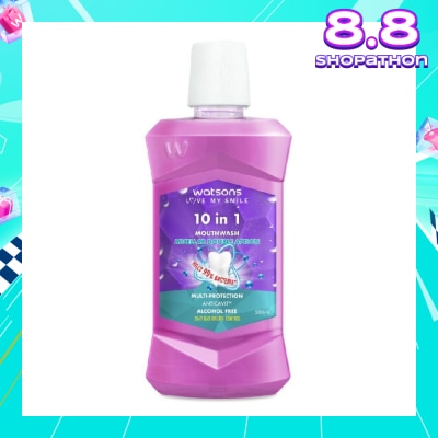 WATSONS 10 In 1 Micellar Double Action Multi-Protection Anticavity Mouthwash Alcohol Free (Bad Breath Control) 500ml
