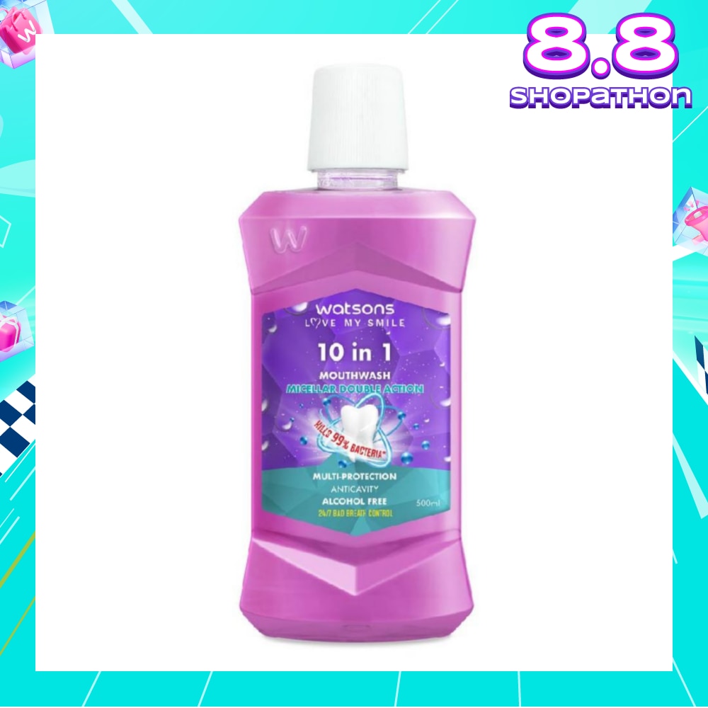 10 In 1 Micellar Double Action Multi-Protection Anticavity Mouthwash Alcohol Free (Bad Breath Control) 500ml