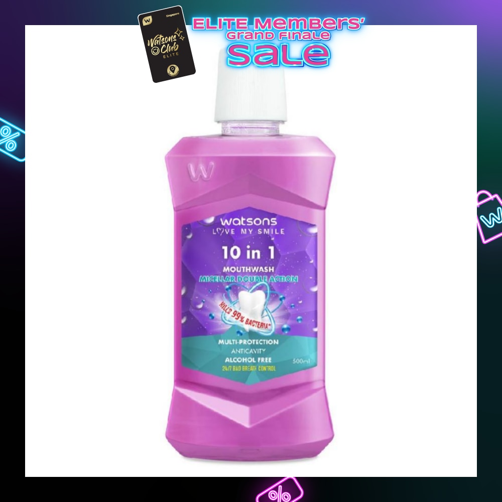 10 In 1 Micellar Double Action Multi-Protection Anticavity Mouthwash Alcohol Free (Bad Breath Control) 500ml