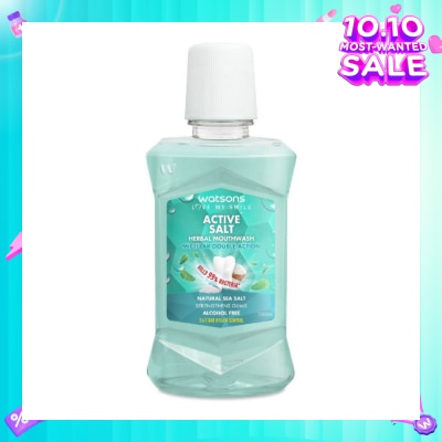 WATSONS Active Salt Herbal Mouthwash Micellar Double Action Kills 99% Bacteria 100ml