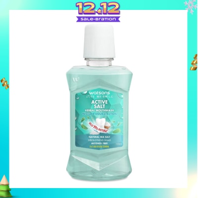 WATSONS Active Salt Herbal Mouthwash Micellar Double Action Kills 99% Bacteria 100ml