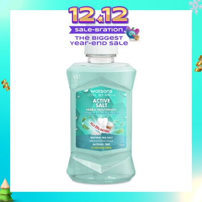 WATSONS Active Salt Herbal Mouthwash Micellar Double Action Kills 99% Bacteria 100ml