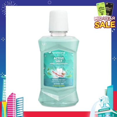 WATSONS Active Salt Herbal Mouthwash Micellar Double Action Kills 99% Bacteria 100ml