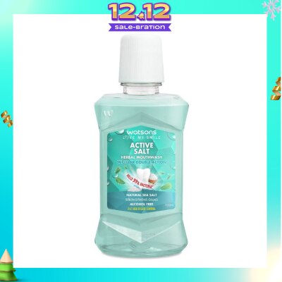 WATSONS Active Salt Herbal Mouthwash Micellar Double Action Kills 99% Bacteria 100ml