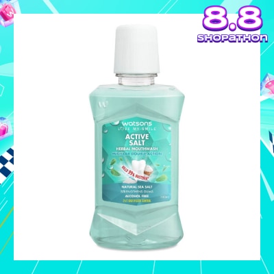 WATSONS Active Salt Herbal Mouthwash Micellar Double Action Kills 99% Bacteria 100ml