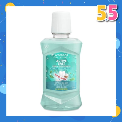 WATSONS Active Salt Herbal Mouthwash Micellar Double Action Kills 99% Bacteria 100ml