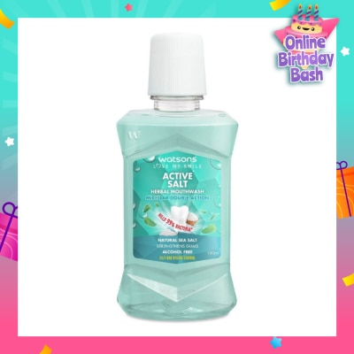 WATSONS Active Salt Herbal Mouthwash Micellar Double Action Kills 99% Bacteria 100ml