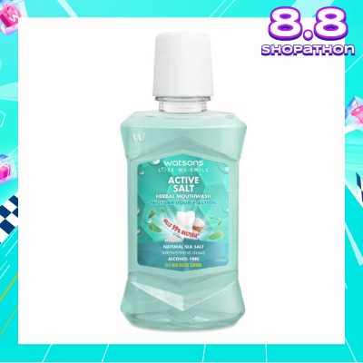 WATSONS Active Salt Herbal Mouthwash Micellar Double Action Kills 99% Bacteria 100ml