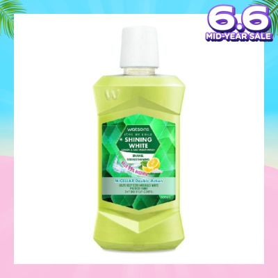 WATSONS Shining White Enamel Strengthening Micellar Double Action Mouthwash (Help Keep Teeth Naturally White Protects Gum Bad Breath Control) 500ml