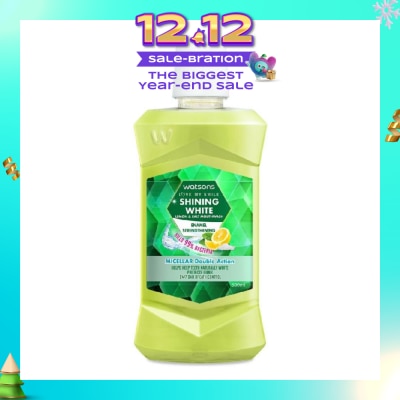WATSONS Shining White Enamel Strengthening Micellar Double Action Mouthwash (Help Keep Teeth Naturally White Protects Gum Bad Breath Control) 500ml