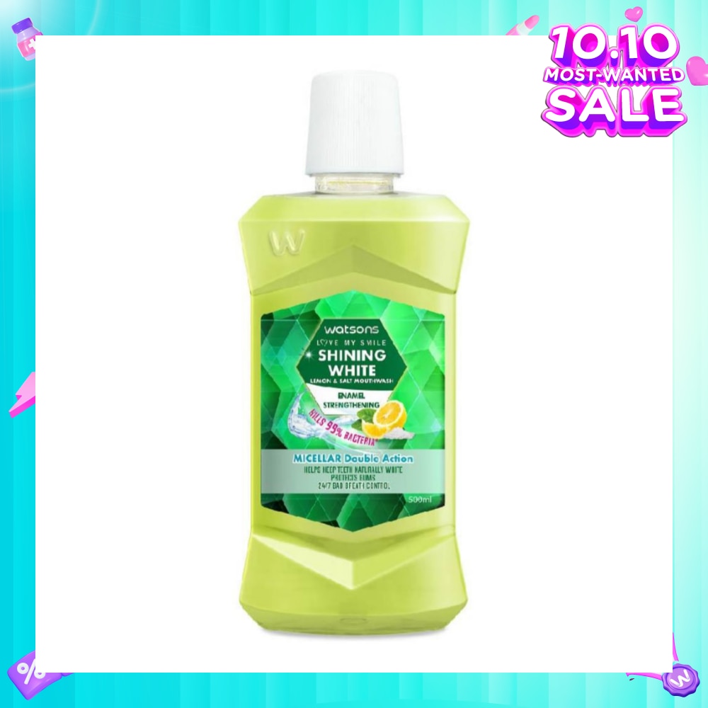 Shining White Enamel Strengthening Micellar Double Action Mouthwash (Help Keep Teeth Naturally White Protects Gum Bad Breath Control) 500ml