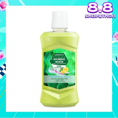 WATSONS Shining White Enamel Strengthening Micellar Double Action Mouthwash (Help Keep Teeth Naturally White Protects Gum Bad Breath Control) 500ml