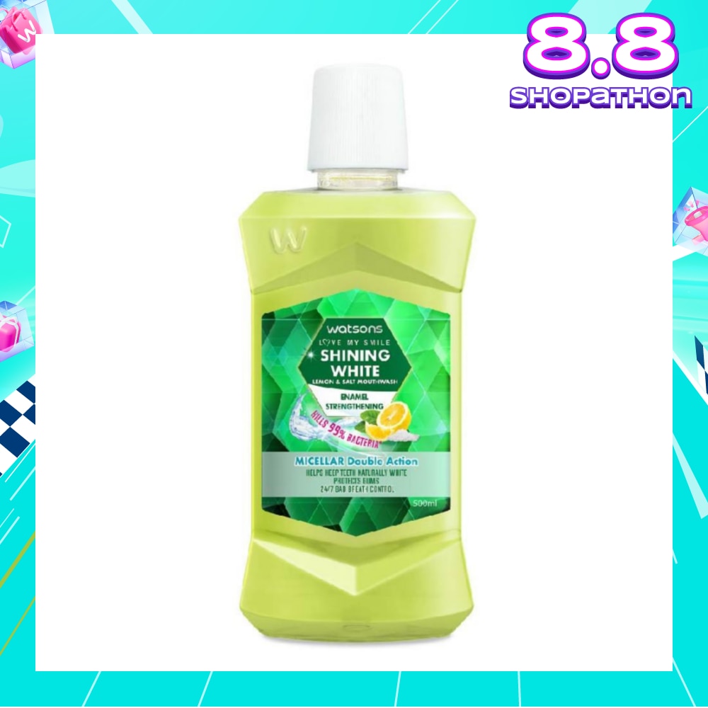 Shining White Enamel Strengthening Micellar Double Action Mouthwash (Help Keep Teeth Naturally White Protects Gum Bad Breath Control) 500ml