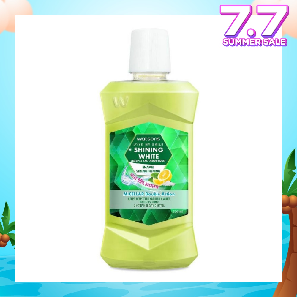 Shining White Enamel Strengthening Micellar Double Action Mouthwash (Help Keep Teeth Naturally White Protects Gum Bad Breath Control) 500ml