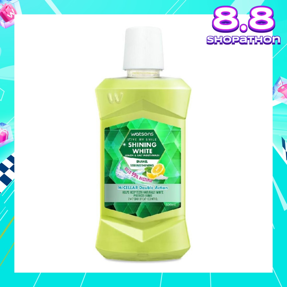 Shining White Enamel Strengthening Micellar Double Action Mouthwash (Help Keep Teeth Naturally White Protects Gum Bad Breath Control) 500ml
