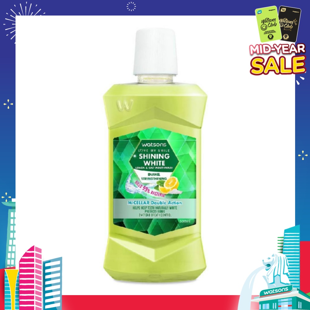 Shining White Enamel Strengthening Micellar Double Action Mouthwash (Help Keep Teeth Naturally White Protects Gum Bad Breath Control) 500ml