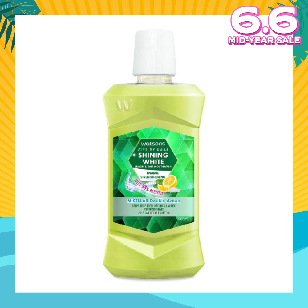Shining White Enamel Strengthening Micellar Double Action Mouthwash (Help Keep Teeth Naturally White Protects Gum Bad Breath Control) 500ml