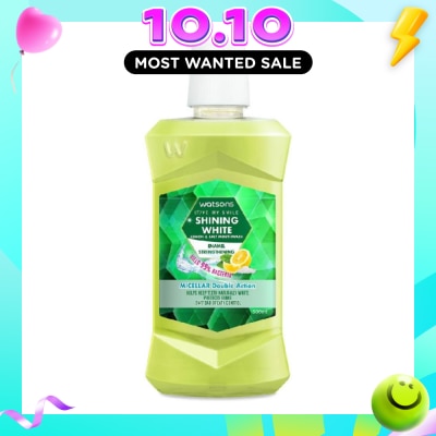 WATSONS Shining White Enamel Strengthening Micellar Double Action Mouthwash (Help Keep Teeth Naturally White Protects Gum Bad Breath Control) 500ml image
