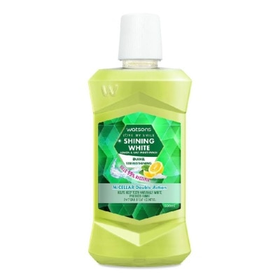 WATSONS Shining White Enamel Strengthening Micellar Double Action Mouthwash (Help Keep Teeth Naturally White Protects Gum Bad Breath Control) 500ml