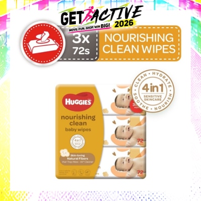 HUGGIES - Nourishing Clean Baby Wipes 3 Packs x 72 Wipes (Expiry: May`2027) image