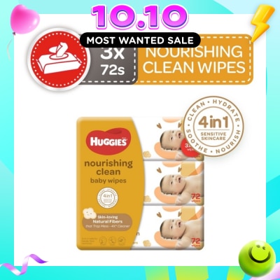 HUGGIES Nourishing Clean Baby Wipes 3 Packs x 72 Wipes (Expiry: May`2027) image