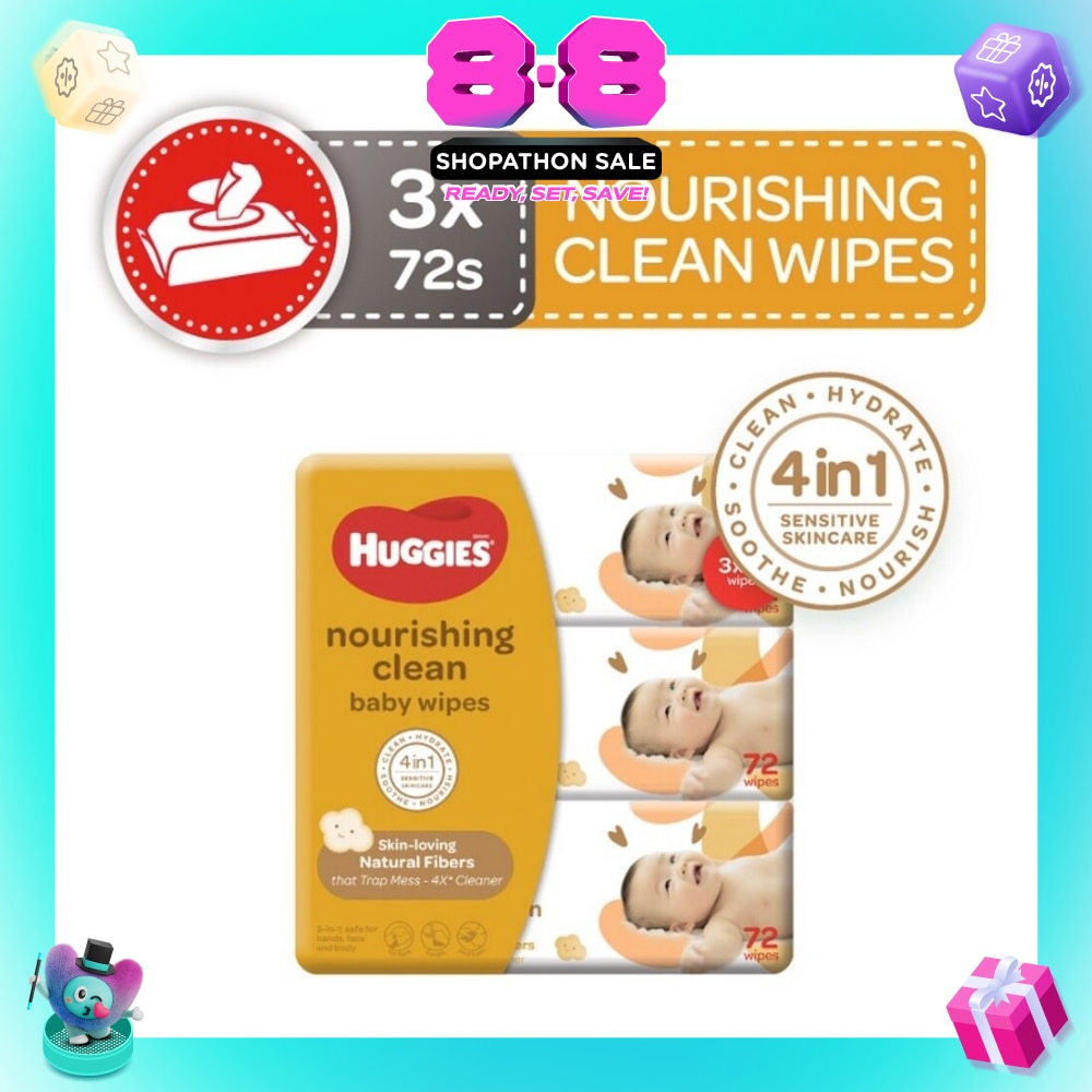 Nourishing Clean Baby Wipes 3 Packs x 72 Wipes (Expiry: May`2027)