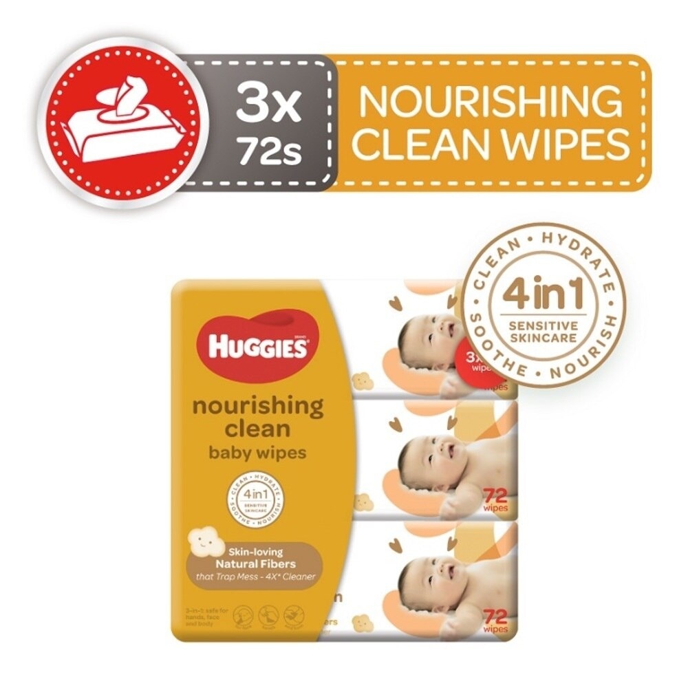 Nourishing Clean Baby Wipes 3 Packs x 72 Wipes