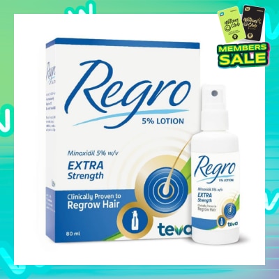 REGRO Topical Minoxidil 5% Hair Solution Extra Strength (Clinically Proven to Regrow Hair) 80ml