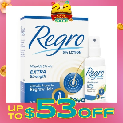 REGRO Topical Minoxidil 5% Hair Solution Extra Strength (Clinically Proven to Regrow Hair) 80ml