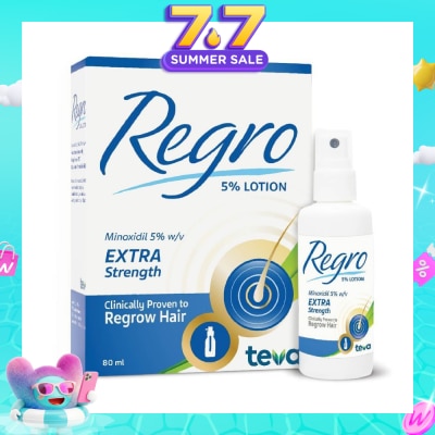 REGRO - Topical Minoxidil 5% Hair Solution Extra Strength (Clinically Proven to Regrow Hair) 80ml
