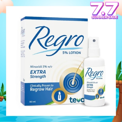 REGRO Topical Minoxidil 5% Hair Solution Extra Strength (Clinically Proven to Regrow Hair) 80ml