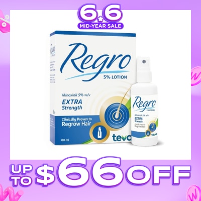 REGRO - Topical Minoxidil 5% Hair Solution Extra Strength (Clinically Proven to Regrow Hair) 80ml